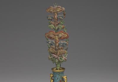 图片[2]-Vase from the set of five altar pieces with plum-blossom decoration in cloisonne enamels, Qing dynasty, Kangxi reign (1662-1722)-China Archive